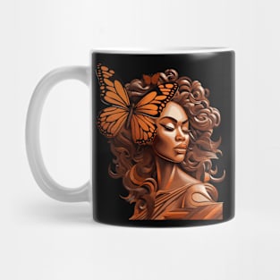 Wooden Carving of a Braided African Woman Mug